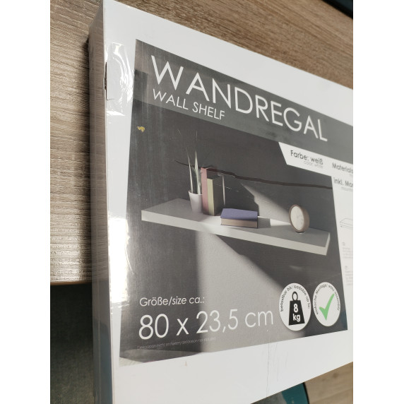 II. oszátlyú termék Lebegő polc 80x23,5 cm LINDER EXCLUSIV WR104 - fehér