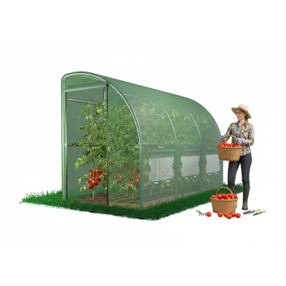 Garden Line Kerti Fóliasátor „Félsátor” Design – 3×1,5×2 m - zöld