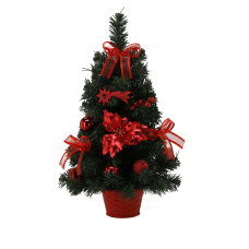 Brad de masă de Crăciun cu decorațiuni roșii – 50 cm  - 