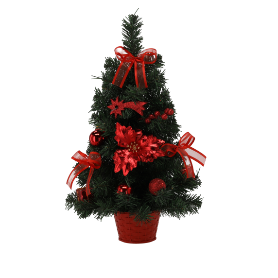 Brad de masă de Crăciun cu decorațiuni roșii – 50 cm 