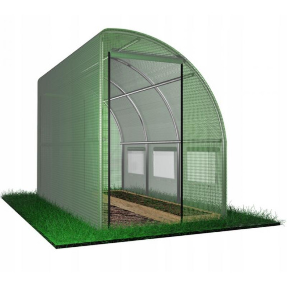 Garden Line Kerti Fóliasátor „Félsátor” Design – 3×1,5×2 m - zöld