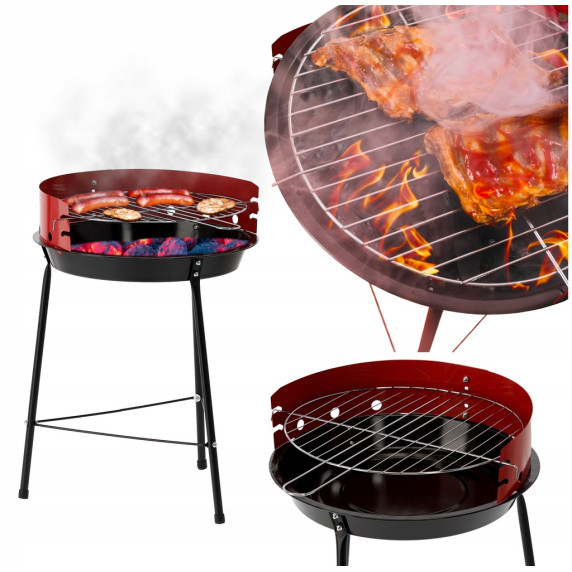 BBQ MEETING Vrtni žar na oglje – okrogel, prenosni (41 x 33,5 x 46,5 cm)