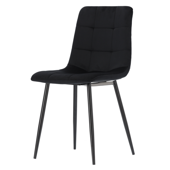 Moderen črn žametni stol z dekorativnim šivi FAT2951 – črn