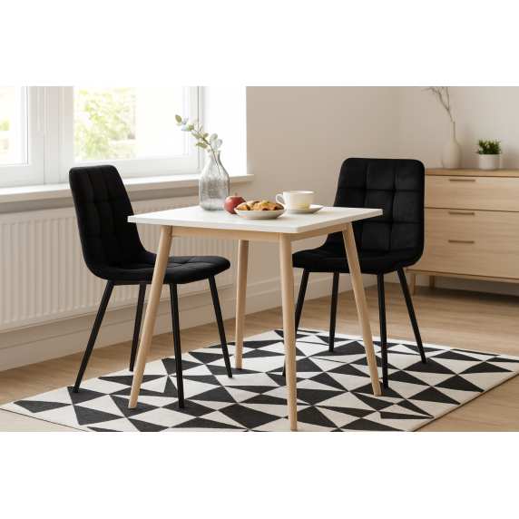 Moderen črn žametni stol z dekorativnim šivi FAT2951 – črn