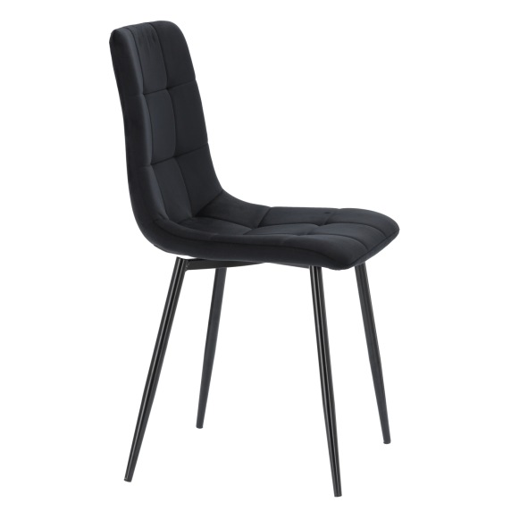 Moderen črn žametni stol z dekorativnim šivi FAT2951 – črn