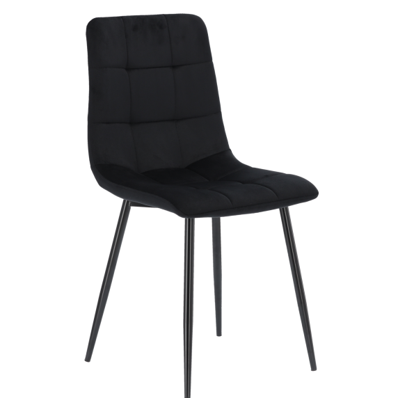 Moderen črn žametni stol z dekorativnim šivi FAT2951 – črn