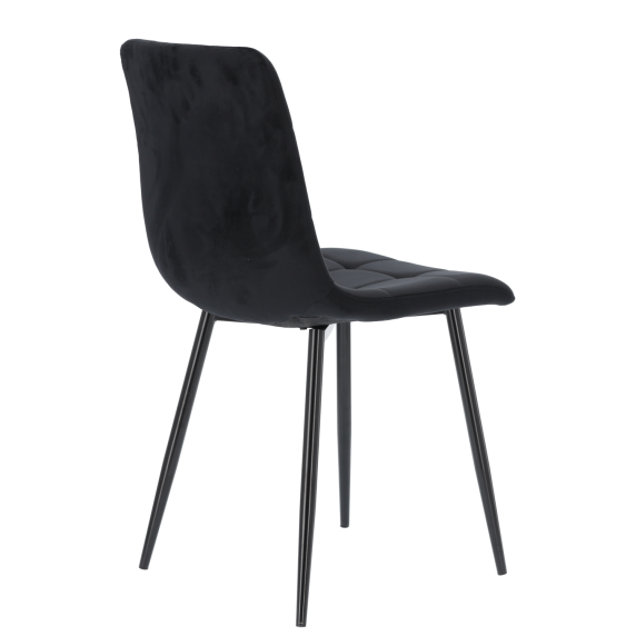 Moderen črn žametni stol z dekorativnim šivi FAT2951 – črn