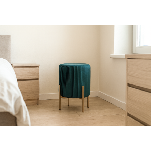 Taburet z elegantno zlato bazo 28 x 42 cm – PHO4217– Zelena