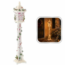 Karácsonyi fehér LED-es utcai lámpás dekoráció – 120 cm - 