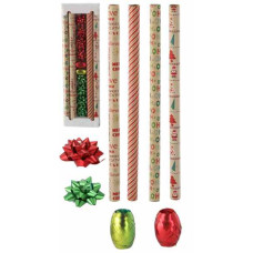 Set de Crăciun pentru împachetarea cadourilor (70 x 200 cm) – verde/roșu - 