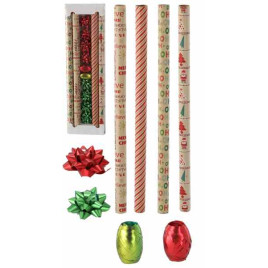 Set de Crăciun pentru împachetarea cadourilor (70 x 200 cm) – verde/roșu - 