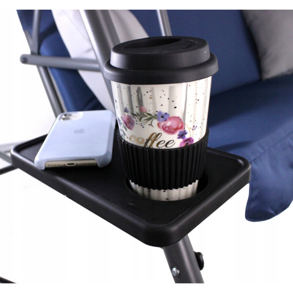 GARDEN LINE Záhradná hojdačka s vankúšom a držiakom na pohár A-TYPE - Modrá