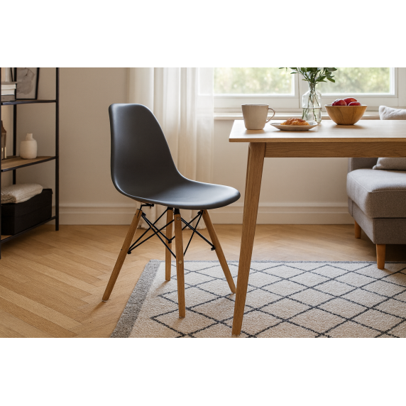 Moderen jedilniški stol z bukovimi nogami, FAT7820 – siv