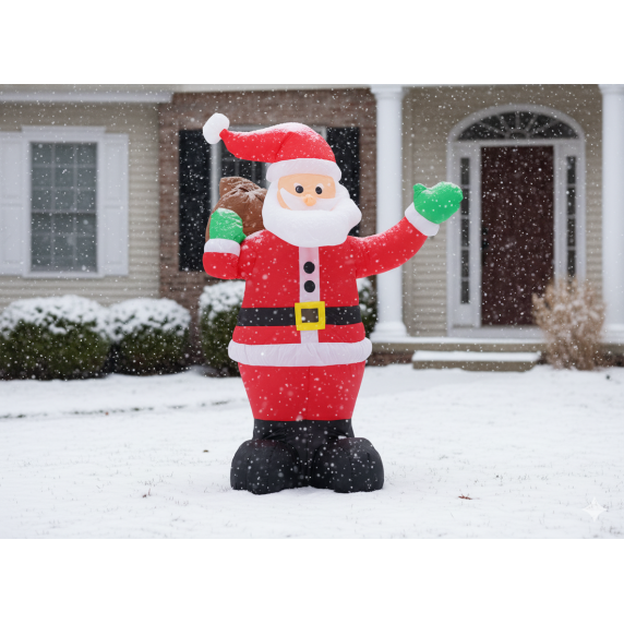 Moș Crăciun gonflabil uriaș cu iluminare LED – 180 cm