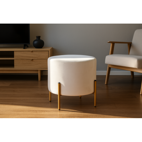 Velur tabure z zlatimi nogami, 35 × 40 cm – PHO3901 – Bež