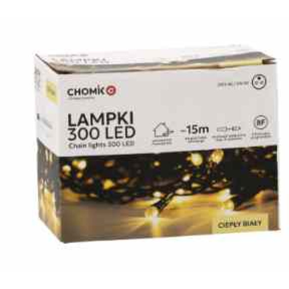 Ghirlandă luminoasă de Crăciun de 15 m, 300 de LED-uri – alb cald