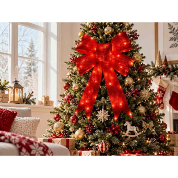 Dekorációs Masniv 3D LED  76 cm (112 LED, IP44) - piros