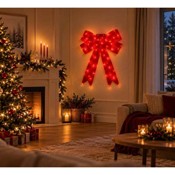 Dekorációs Masniv 3D LED  76 cm (112 LED, IP44) - piros