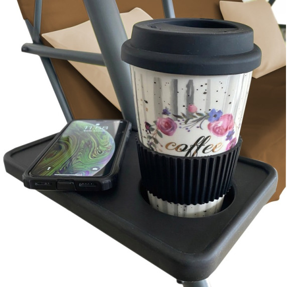 GARDEN LINE Záhradná hojdačka s vankúšom a držiakom na pohár A-TYPE - Hnedá