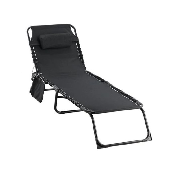 GARDEN LINE Záhradné ležadlo skladacie 190 x 58 x 30 cm - čierne