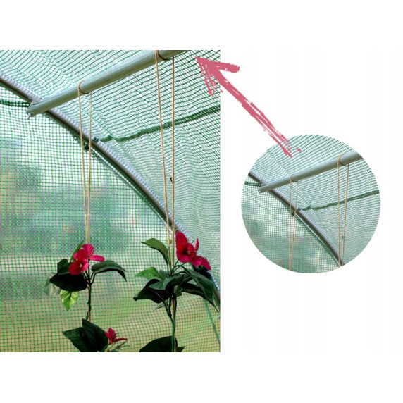 Garden Line kerti fóliasátor – 3 szekciós 3 x 2 x 2 m, 6+1 ablakos -  zöld