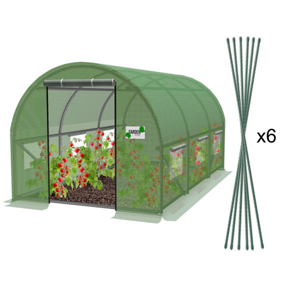 Garden Line kerti fóliasátor – 3 szekciós 3 x 2 x 2 m, 6 ablakos-  zöld