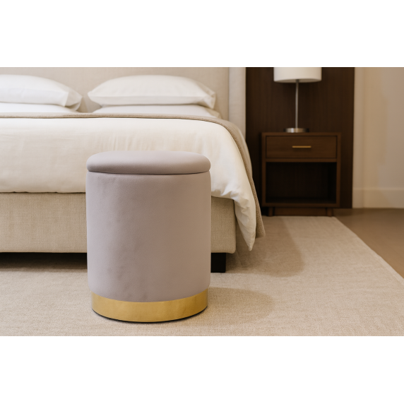 Tabure 28 x 42 cm – PHO4255 – Siv, z zlatim robom