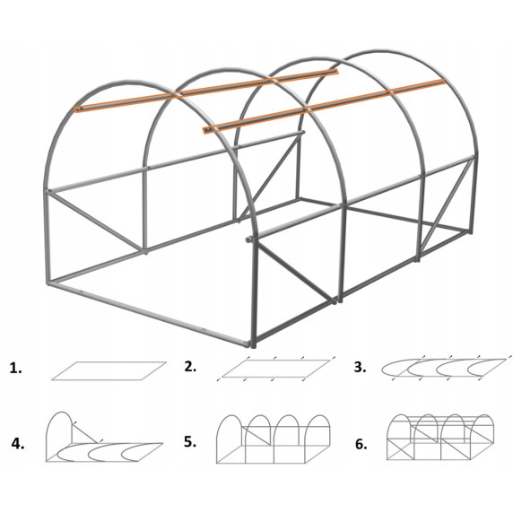 Garden Line  Kerti Fóliasátor – 3 × 2 × 2 m, 6 ablakos (140 g/m²) - fehér