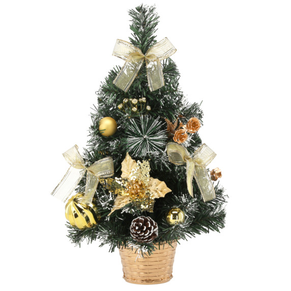 Brad de Crăciun artificial cu decorațiuni, 40 cm – Auriu