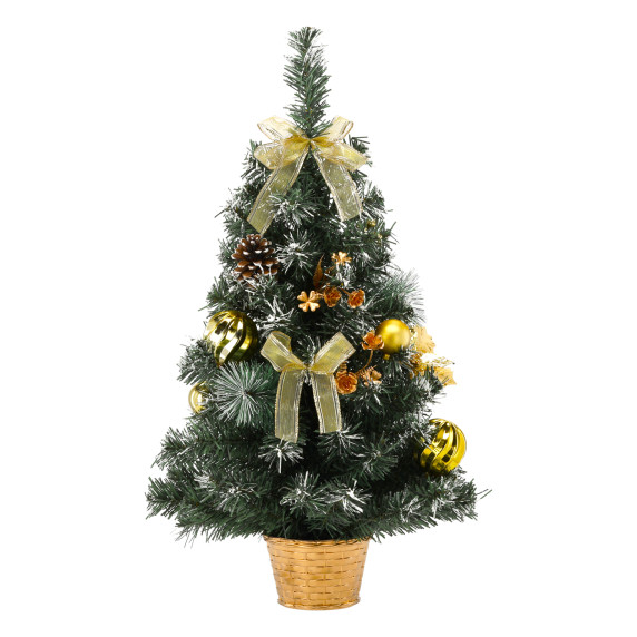 Brad de Crăciun artificial cu decorațiuni, 60 cm – Auriu