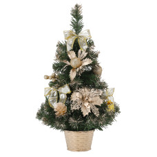 Brad de Crăciun artificial cu decorațiuni, 50 cm – culoare șampanie  - 