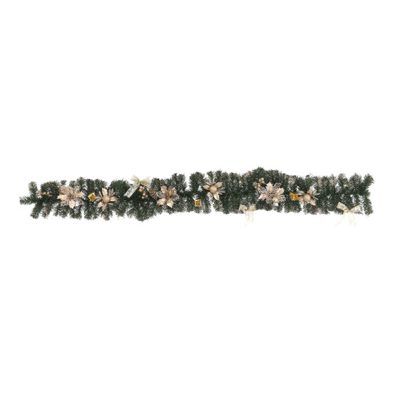 Ghirlandă de Crăciun cu ornamente, 1,8 m – Aurie