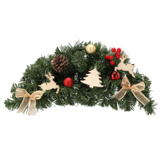 Ikebana de Crăciun, coroană suspendată de 46 cm – roșu/auriu - 