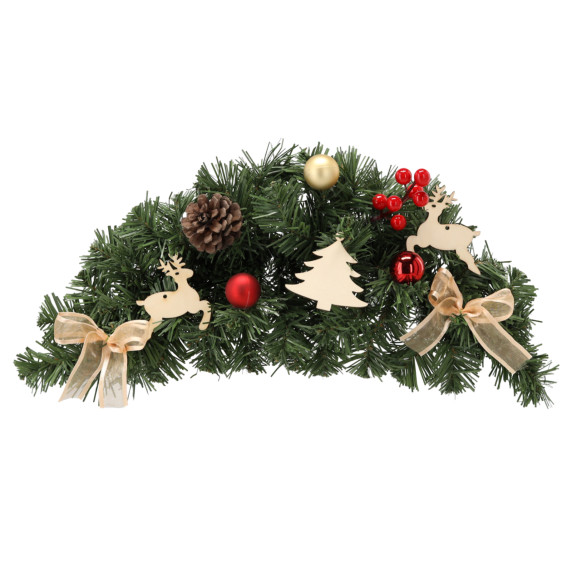 Ikebana de Crăciun, coroană suspendată de 46 cm – roșu/auriu