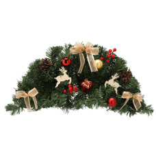 Ikebana de Crăciun, coroană suspendată de 60 cm – roșu/auriu - 
