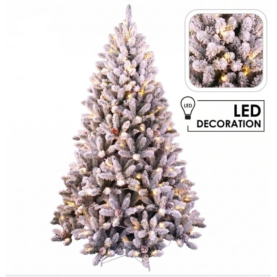 Műfenyő havas 210 cm, 400 LED világítással