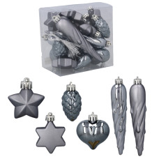 Decorațiuni de Crăciun, 20 de bucăți – gri grafit - 