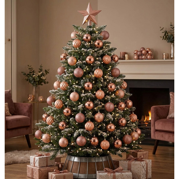 Karácsonyfa dísz szett 16 darab 6 cm - rézszínű