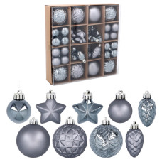 Decorațiuni de Crăciun, 60 de bucăți – gri grafit - 