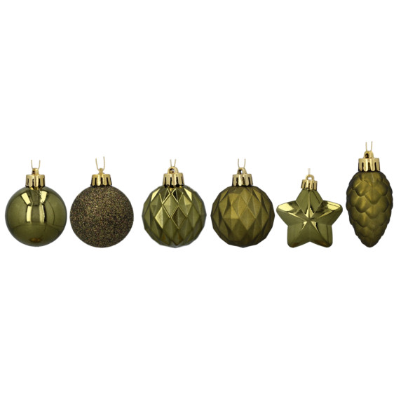 Decorațiuni de Crăciun, 47 de bucăți – verde măslin