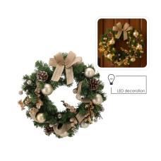 Ghirlandă de Crăciun de 40 cm cu 15 beculețe LED – aurie - 