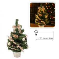 Brad de Crăciun decorat, 50 cm, cu 15 beculețe LED – auriu - 