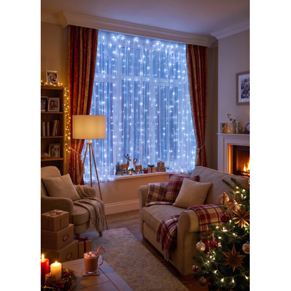 Ghirlandă luminoasă cu telecomandă, 5 x 1,5 m, 240 LED-uri – alb rece