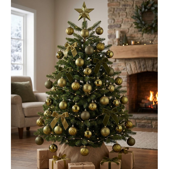Karácsonyfa dísz szett 16 darab 6 cm - olivazöld