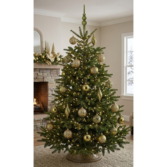 Karácsonyfa dísz szett 26 darab 6 cm - olivazöld