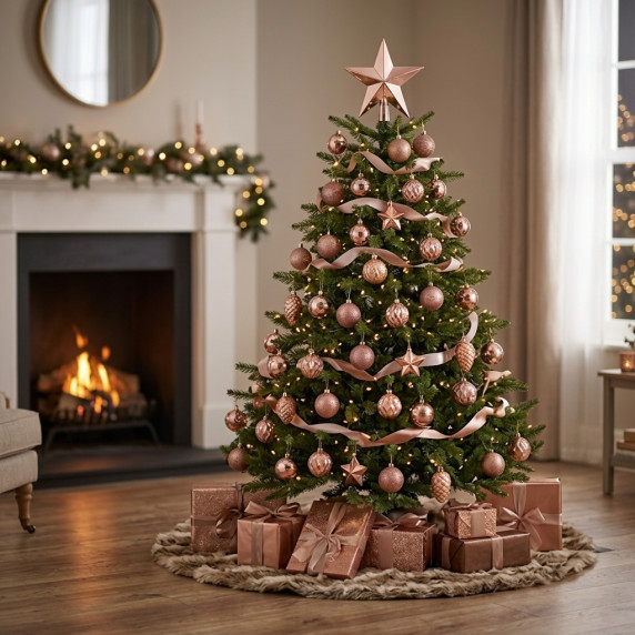 Karácsonyfa dísz szett 47 darab - rézszínű