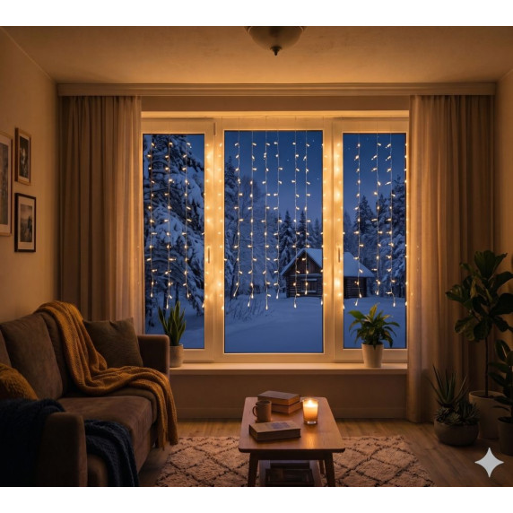 Ghirlandă luminoasă cu telecomandă, 5 x 1,5 m, 240 LED-uri – alb cald
