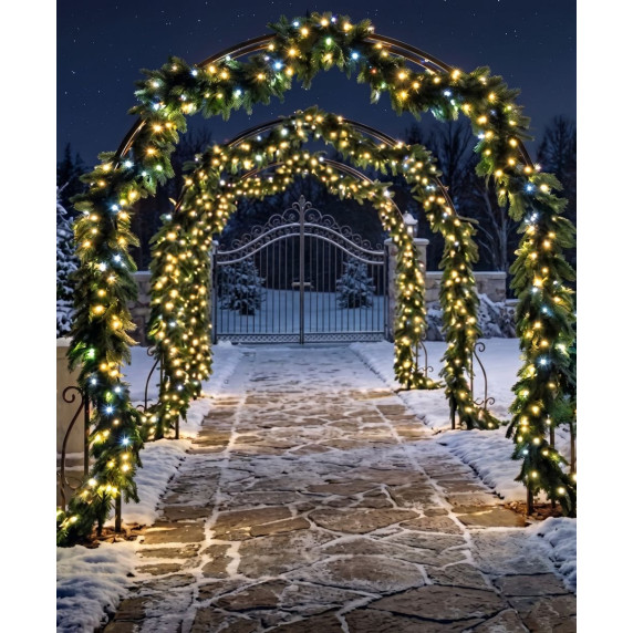 Ghirlandă luminoasă de Crăciun de 15 m, 300 de LED-uri – alb cald cu sclipiri reci