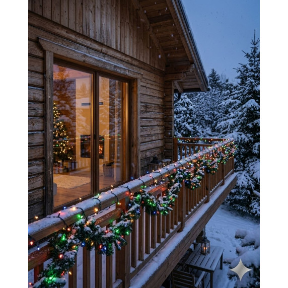 Ghirlandă luminoasă de Crăciun de 15 m, 300 de LED-uri – multicoloră, cu sclipire rece