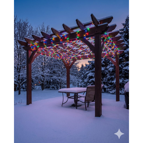 Ghirlandă luminoasă de Crăciun de 15 m, 300 de LED-uri – multicoloră, cu sclipire rece